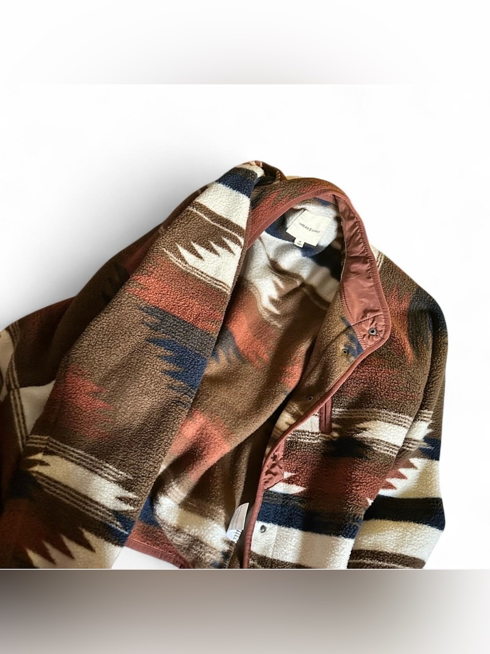 Thread & Supply Southwestern Fleece Jacket - Rust, Navy, Cream, Brown